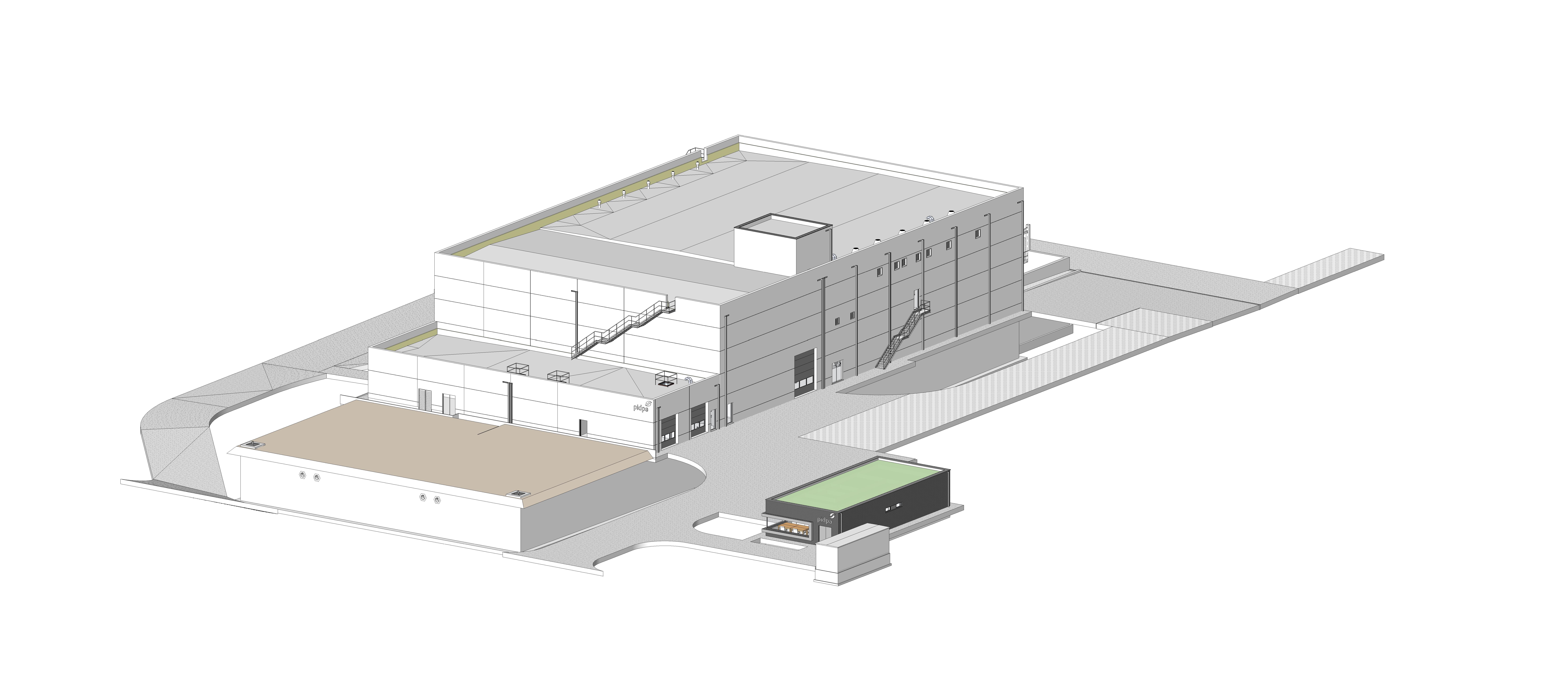 3D-tekening van het nieuwe waterproductiecentrum in Oud-Turnhout